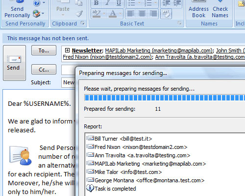 send-personally Schermata di Send Personally