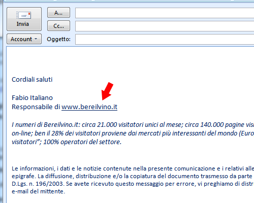 email-link Schermata email con link