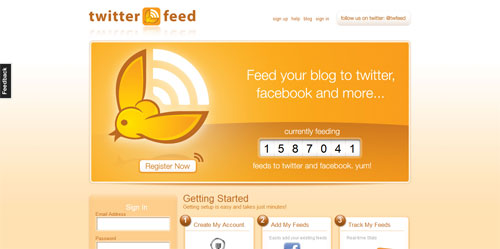 twitterfeed Twitterfeed - feed your blog to twitter
