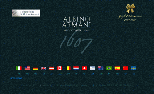 Screenshot sito web Albino Armani