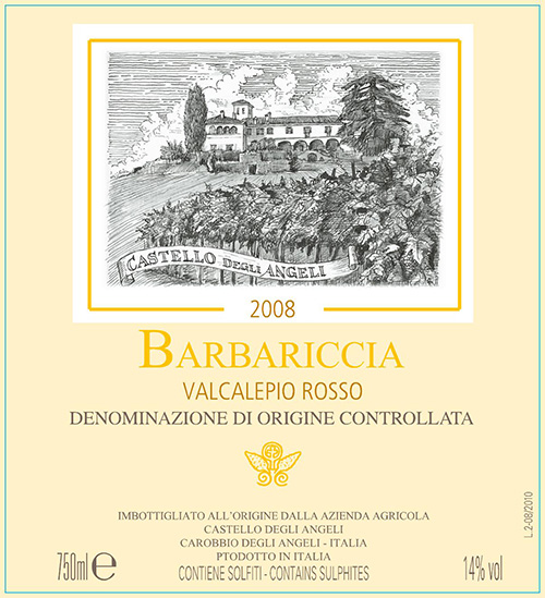 Etichetta Barbariccia 2008 Castello degli Angeli
