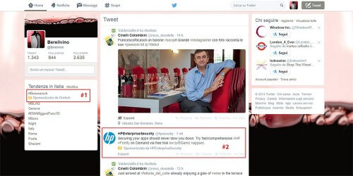 Cchermata con due sponsorizzazioni Twitter Ads