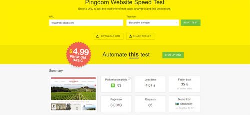 Pingdom Score Frescobaldi