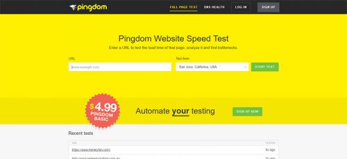 Pingdom website speed test