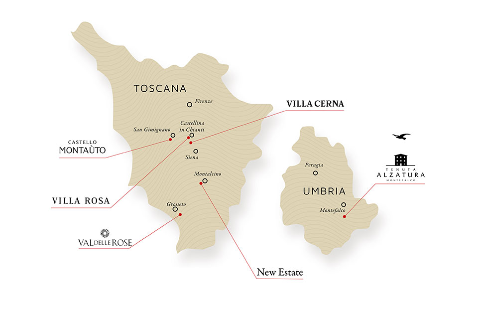 Mappa Tenute Famiglia Cecchi