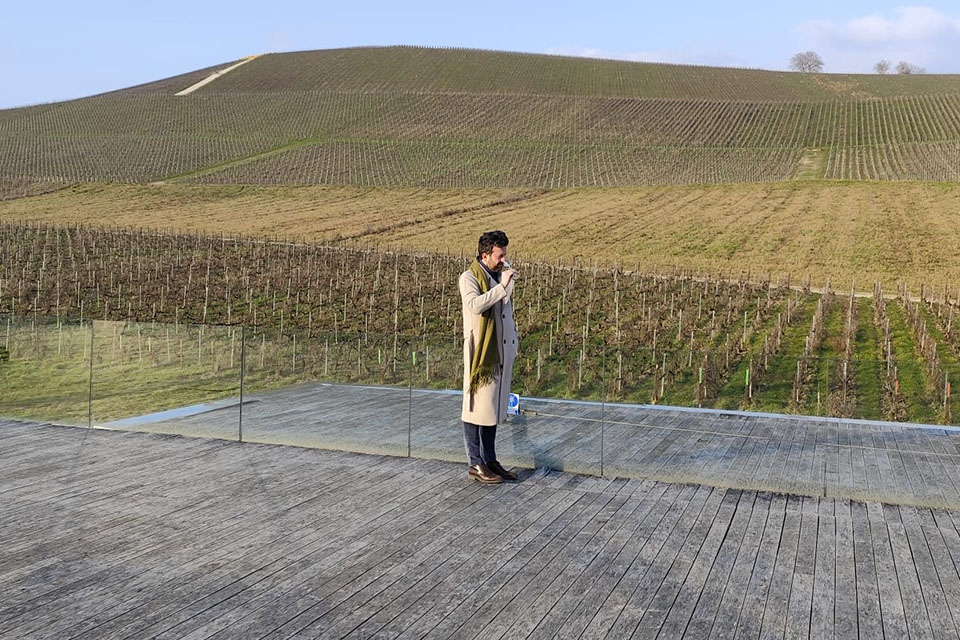 Francesco Piccat presso il museo Pressoria ad Aÿ-Champagne