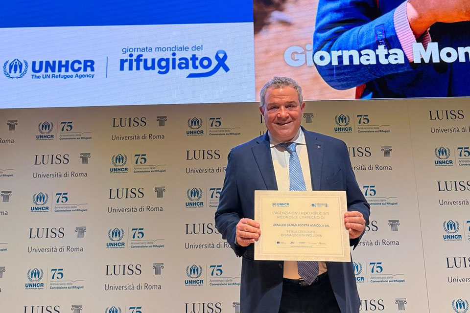 Arnaldo Caprai riceve il premio UNCHR Welcome